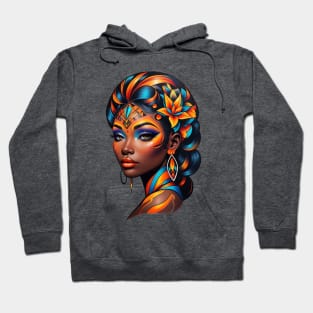 Black Woman Tribal Art retro vintage tattoo design Hoodie